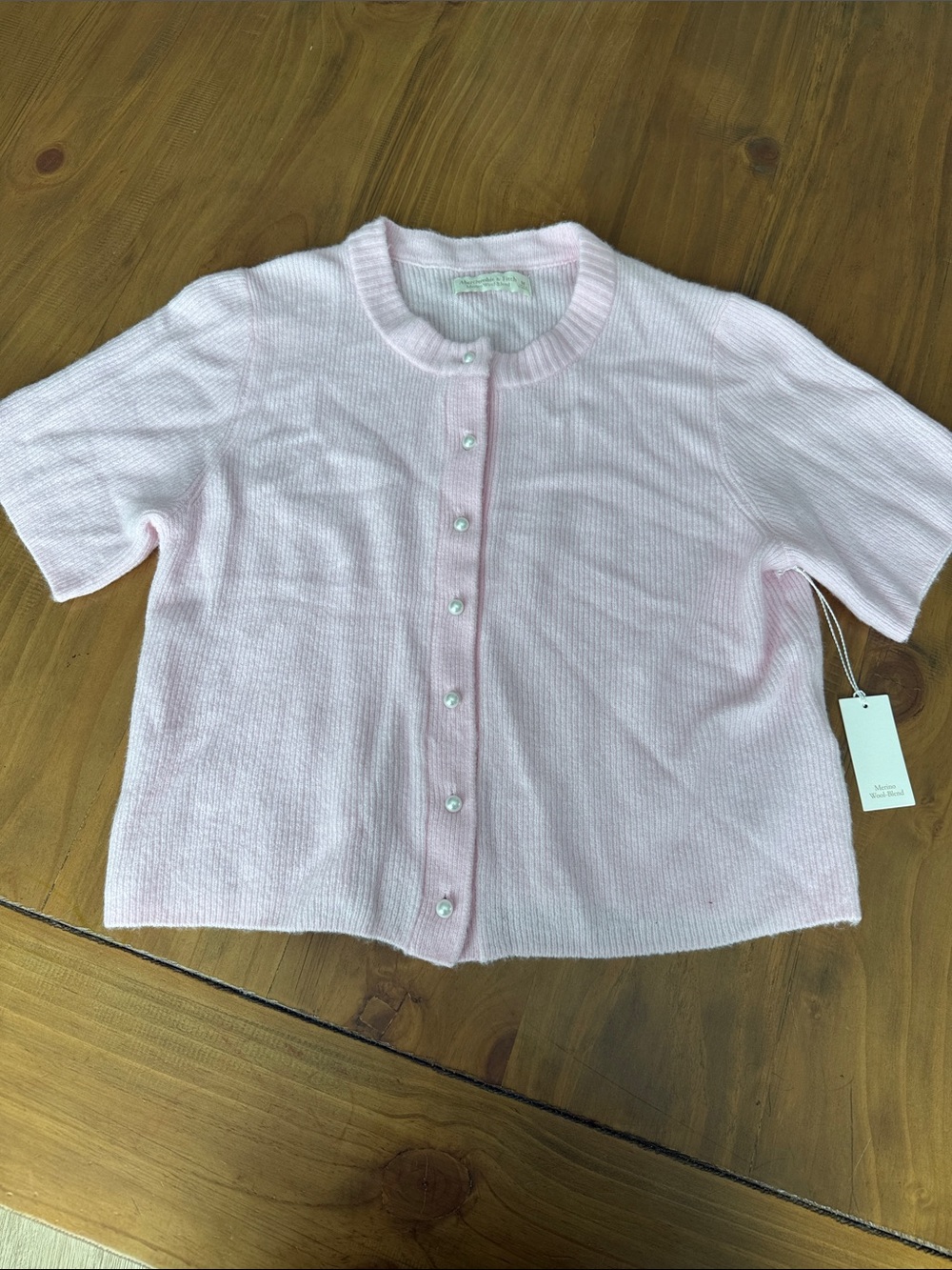 Abercrombie & Fitch Pale Pink Short-Sleeve Cardigan